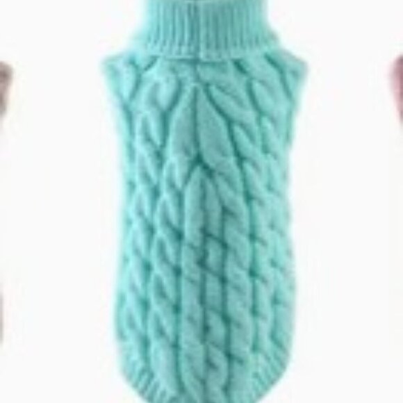 Cozy Knit Pet Sweater for Cats & Dogs - Warm Pullover, Teal Blue, Size S - Picture 8 of 9